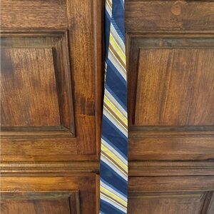 Robert Talbott Best of Class silk Navy, Yellow, White & Gray Striped Men's Tie